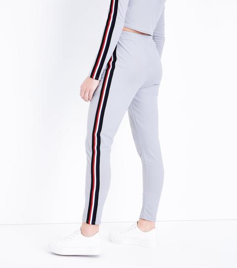 Cameo Rose Pale Grey Side Stripe Joggers