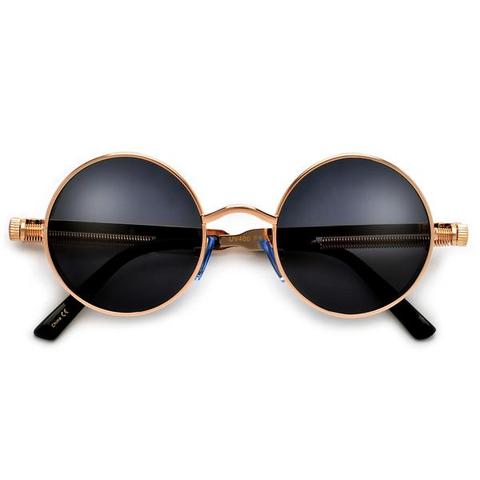 Steampunk Gothic Round Sidecup Full Metal Sunglasses