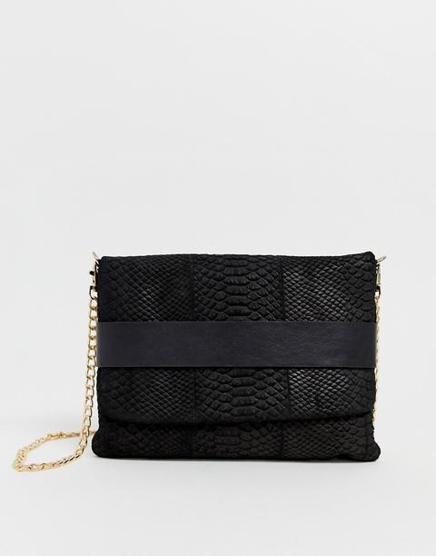 Urbancode - Pochette In Vera Pelle Con Chiusura A Battente - Nero