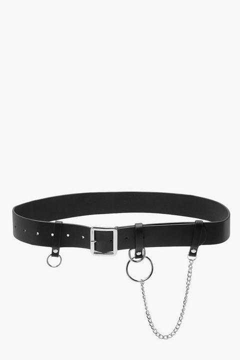 Ceinture Carrée À Boucle Et Chaîne - Noir - One Size, Noir