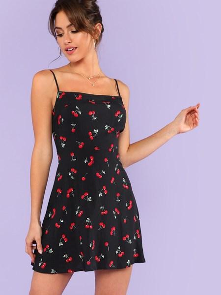 Allover Cherry Print Cami Dress