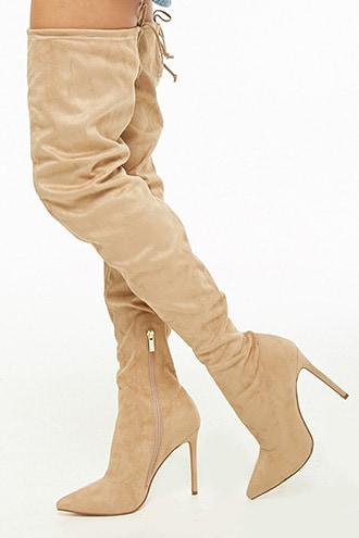 Forever 21 Faux Suede Over-the-knee Boots , Taupe