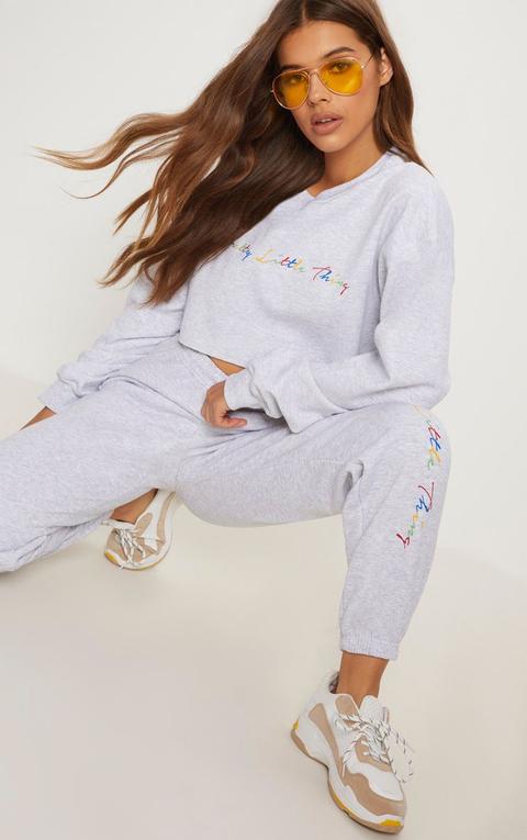 Prettylittlething Grey Multi Cropped Sweater