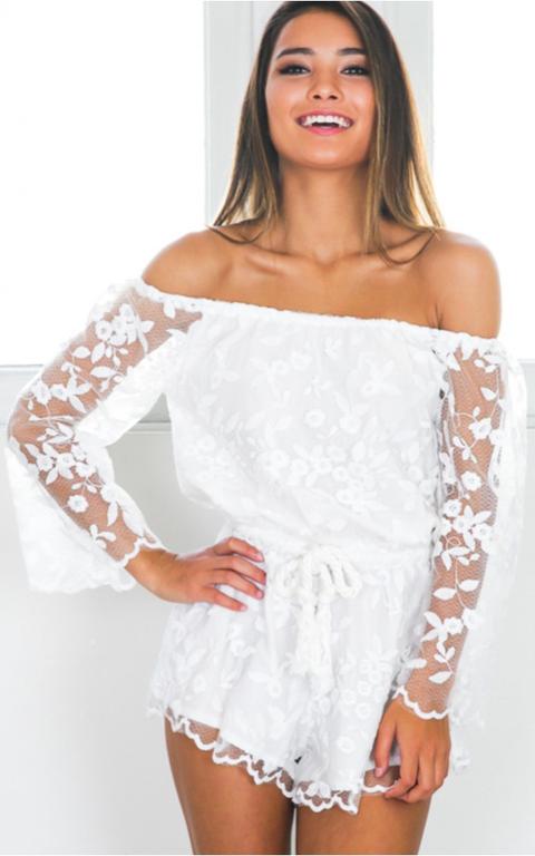 Rule Breaker Playsuit In White Lace