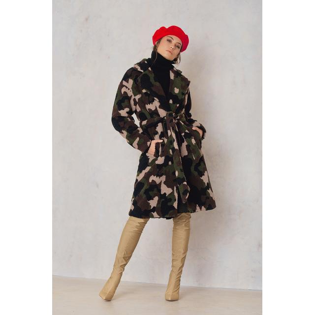 long camo teddy coat