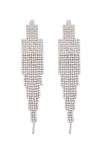 Forever 21 Rhinestone Geo Duster Earrings , Silver/clear