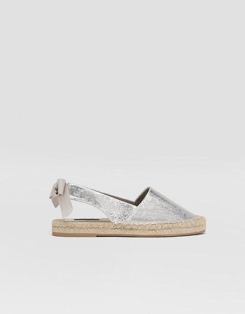 Espadrillas Metallizzate Con Fiocco Argento