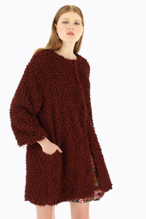 Cappotto Tipo Mohair Con Fodera Fantasia