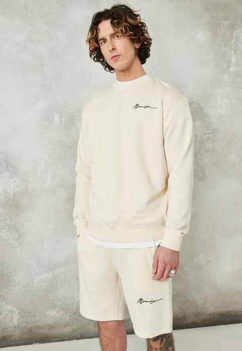Cream Mennace Signature Regular Sweatshirt, Cream