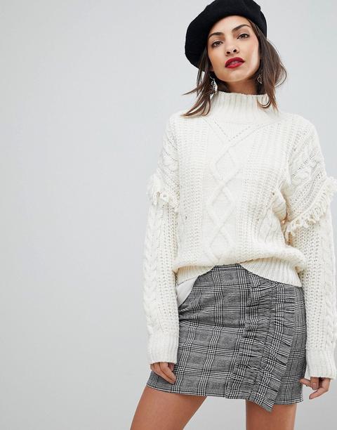 Jersey Con Detalle De Flecos Y Cuello Subido De Mango
