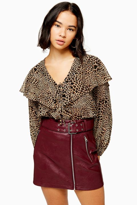 Womens Petite Leopard Heart Print Blouse - True Leopard, True Leopard