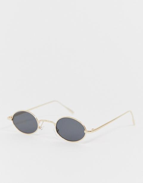 Aldo Thin Metal Oval Sungasses-gold