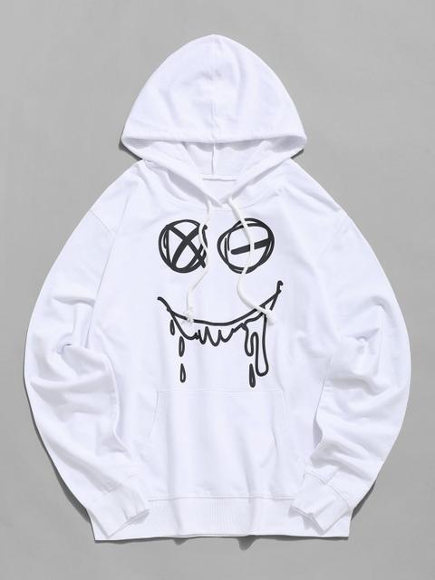 Sudadera Sudadera Con Capucha Y Cordones Estampado Cara White