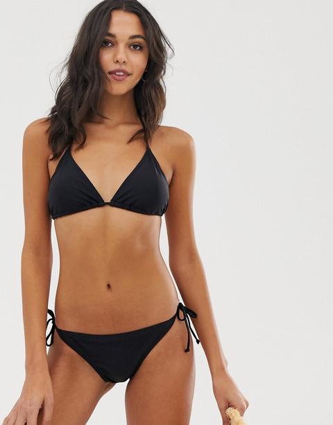 Vero Moda - Slip Bikini Nero Con Laccetti Laterali - Nero