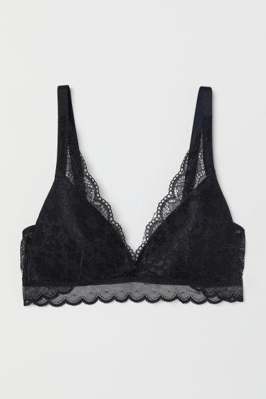 H & M - Reggiseno Pizzo Senza Ferretto - Nero