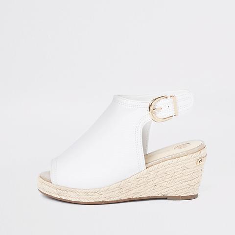 girls white wedges