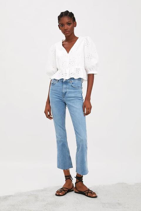 Mid-rise Flared Cropped Jeans