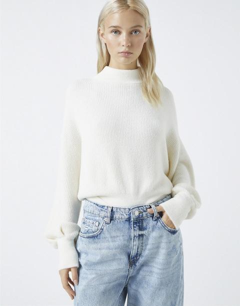 Pull&bear - Pull Doux - Écru-blanc