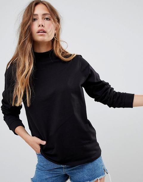 Sudadera Ligera Con Cuello Alto En Negro De Asos Design