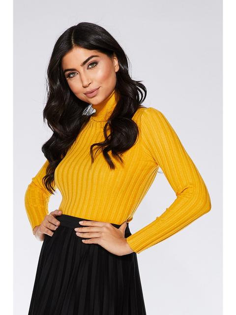 Mustard Knit Roll Neck Jumper