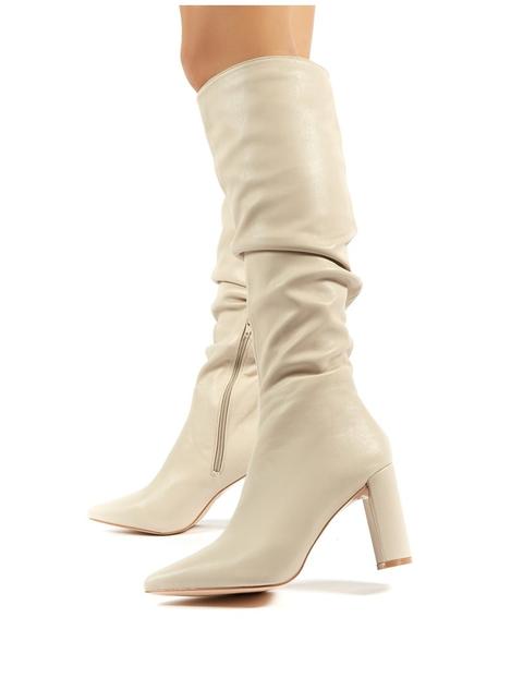 mine beige pu knee high boots