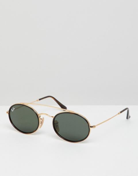 Ray-ban - Occhiali Da Sole Tondi Con Barretta Doppia 0rb3847n - Oro