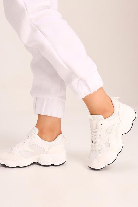 White Chunky Stitch Detail Trainers