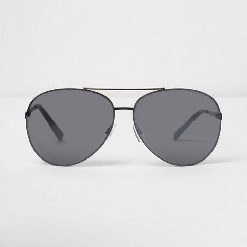 Black Smoke Lens Aviator Sunglasses