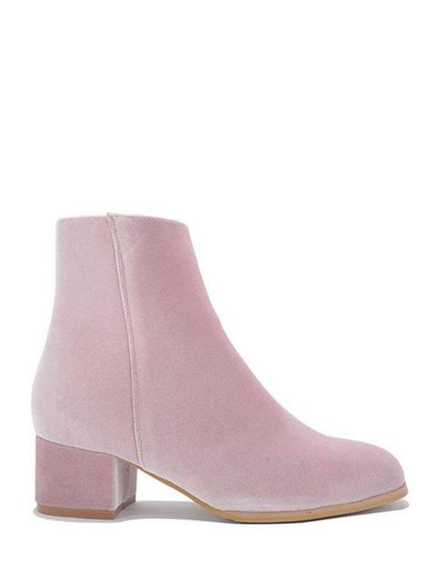 Round Toe Zip Chunky Heel Ankle Boots