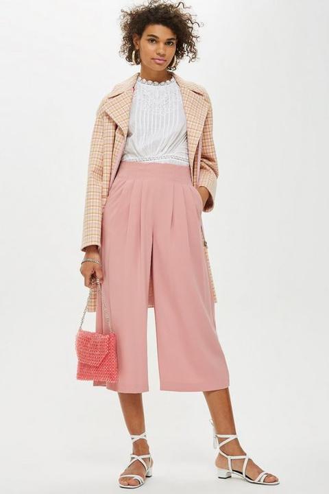 Womens Petite Pleat Detail Culottes - Pale Pink, Pale Pink