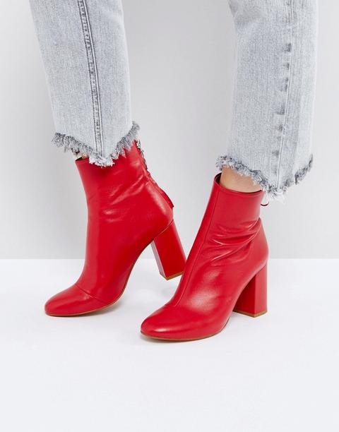 Asos Edition - Stivaletti Di Pelle Con Zip - Rosso