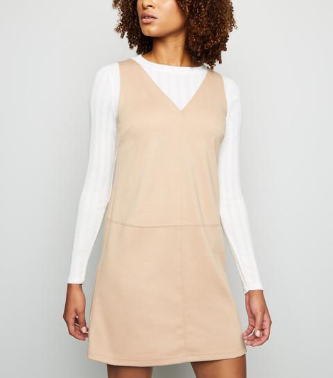 v neck pinafore dress