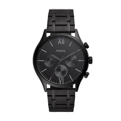 Fenmore Midsize Multifunction Black Stainless Steel Watch