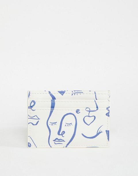 Tarjetero Con Estampado De Cara De Asos Design-blanco