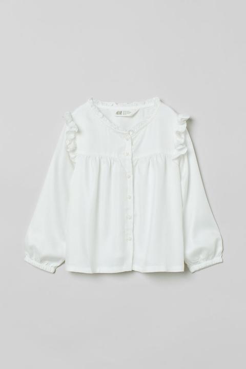 Blusa Con Volantes - Blanco