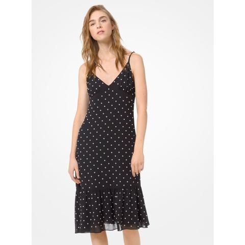 Mkvestido Lencero De Georgette Con Ojales - Negro/blanco(negro) - Michael Kors