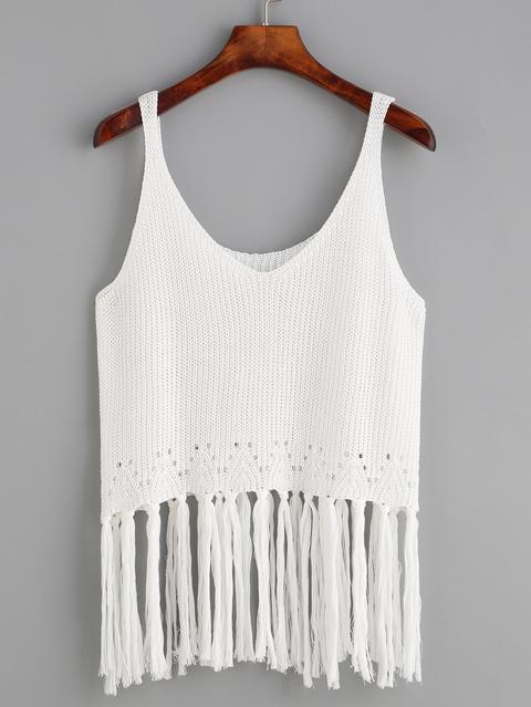 Top Flecos Tejido Tank - Blanco