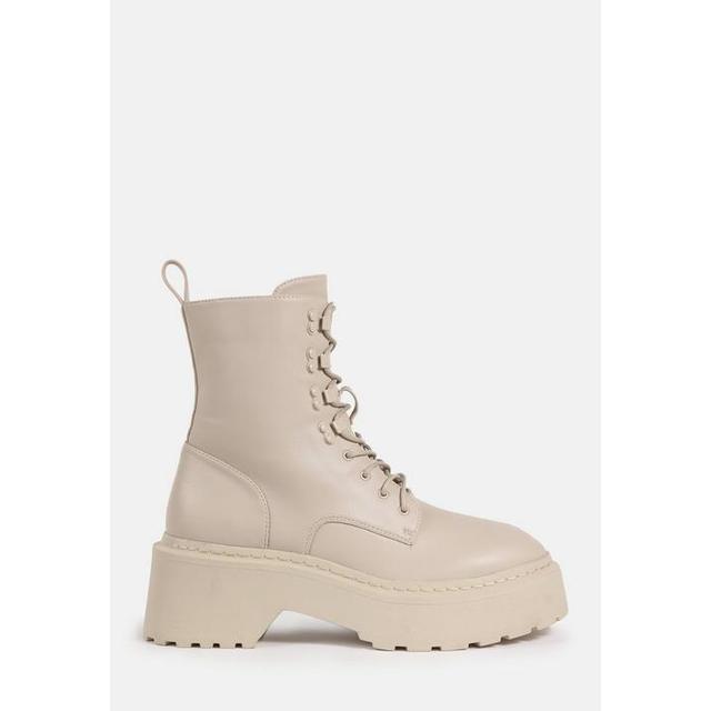 cream lace up ankle boots