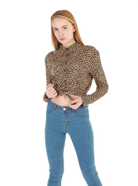 Camicia Animalier Con Nodo Sul Davanti