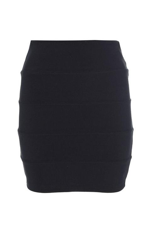 black ribbed bodycon skirt