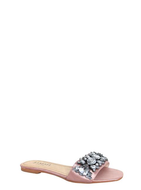 Ciara Blush Satin Diamante Gem Sliders