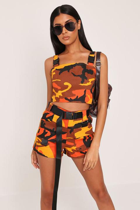 orange camo crop top