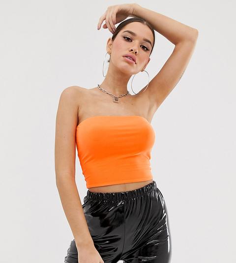 Fashionkilla Longline Bandeau Top In Fluro Orange