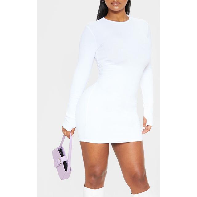 White Long Sleeve Thumb Hole Bodycon Dress, White from PrettyLittleThing on  21 Buttons