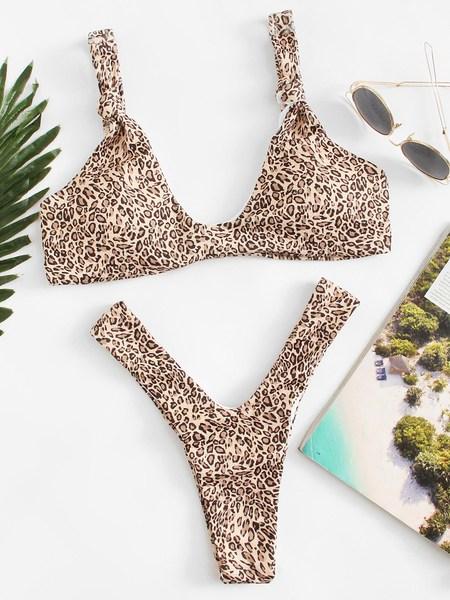 Leopard High Leg Bikini Set