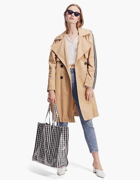 Trench Con Riga Laterale Beige Medio