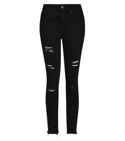 black ripped skinny jeans for girls