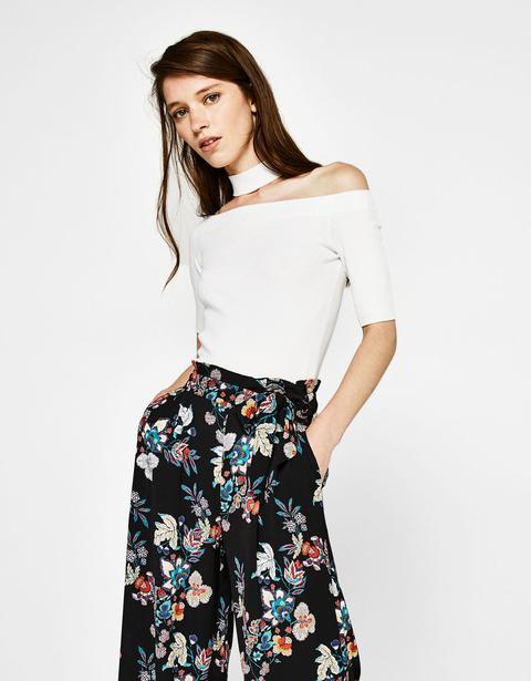 Pantaloni Culotte Stampa Floreale