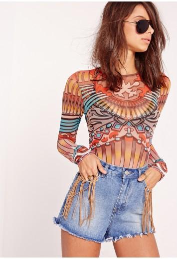 Bold Printed Mesh Bodysuit