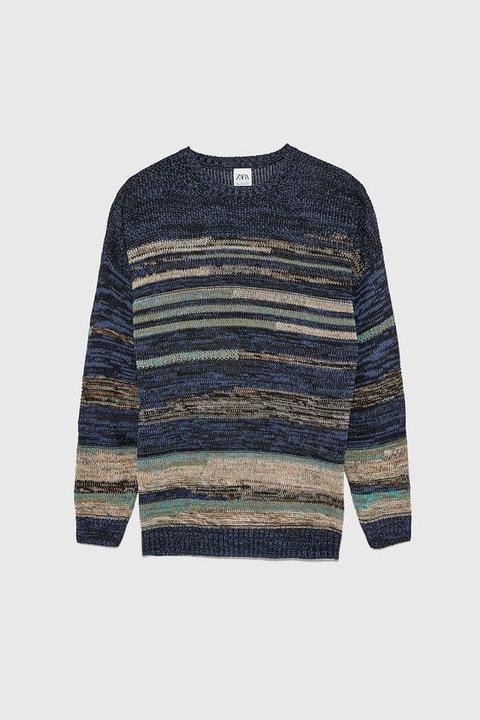 Pullover Jacquard A Righe Colori